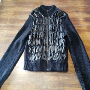 Moda International Leather Wool Jacket Black size M